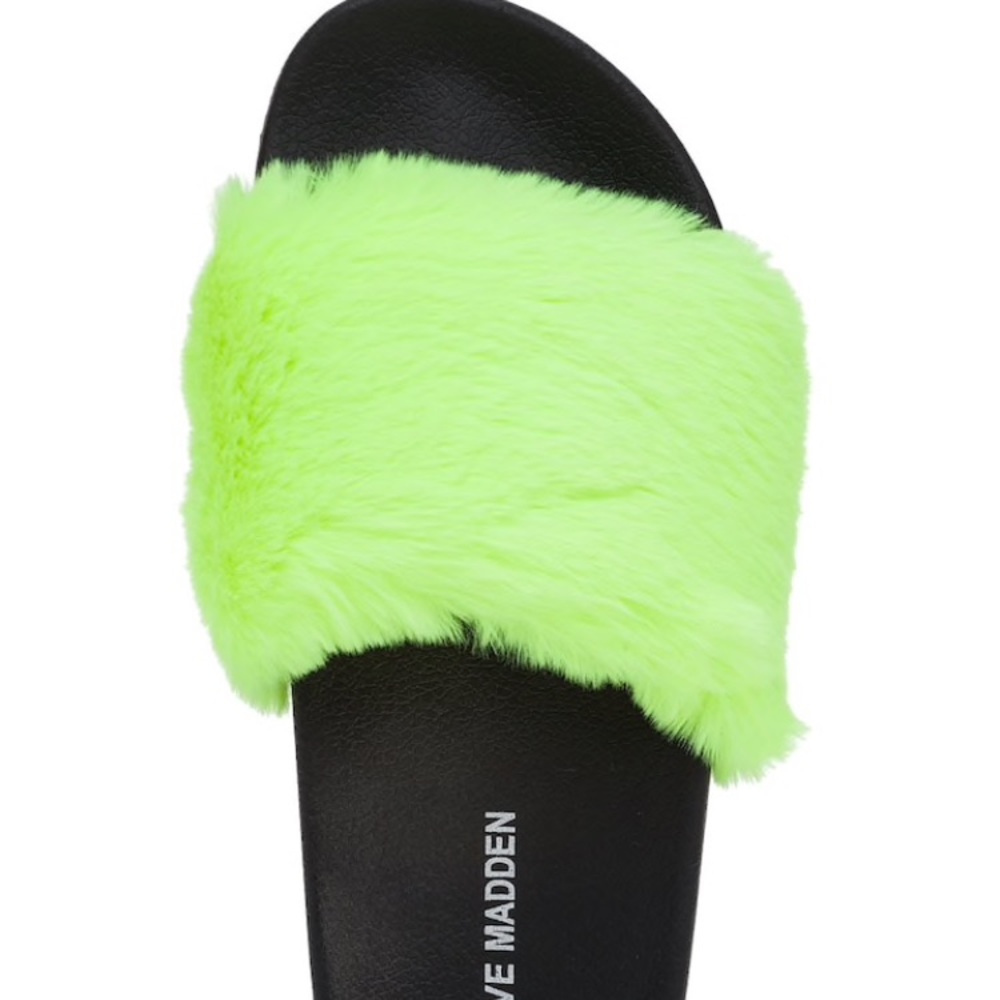 Steve Madden  neon yellow fluffy slide